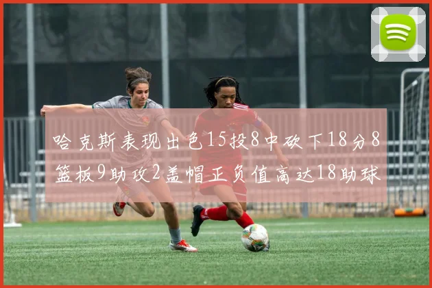 哈克斯表现出色15投8中砍下18分8篮板9助攻2盖帽正负值高达18助球队获胜